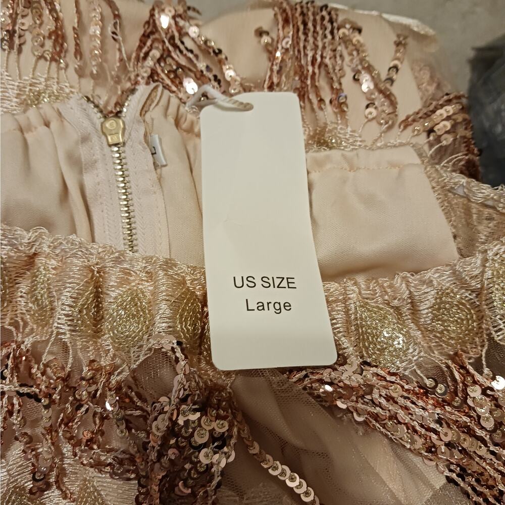 Chartou Off The Shoulder Fringed Sequin Party Style Dress NWT - Picture 8 of 11